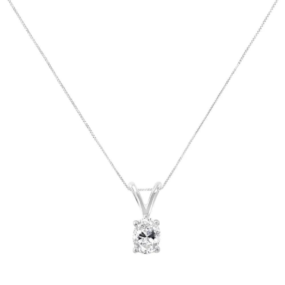 Exquisite White Gold Diamond Oval Pendant Necklace for Timeless Elegance