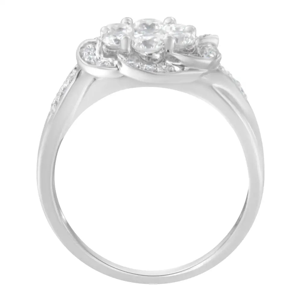 Exquisite White Gold Floral Cluster Diamond Ring with Timeless Elegance