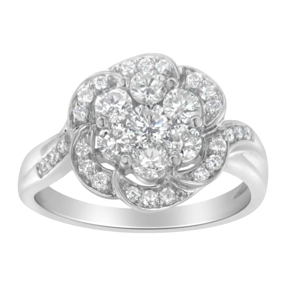 Exquisite White Gold Floral Cluster Diamond Ring with Timeless Elegance