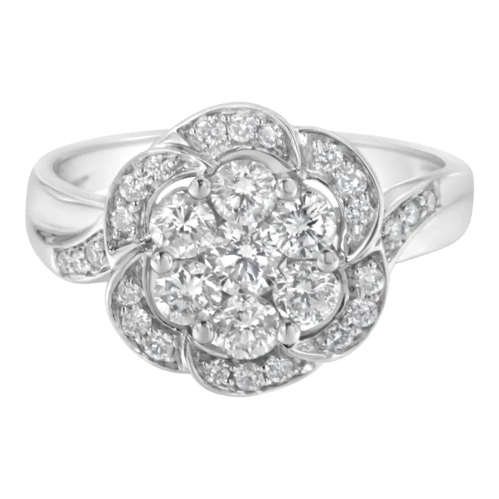 Exquisite White Gold Floral Cluster Diamond Ring with Timeless Elegance