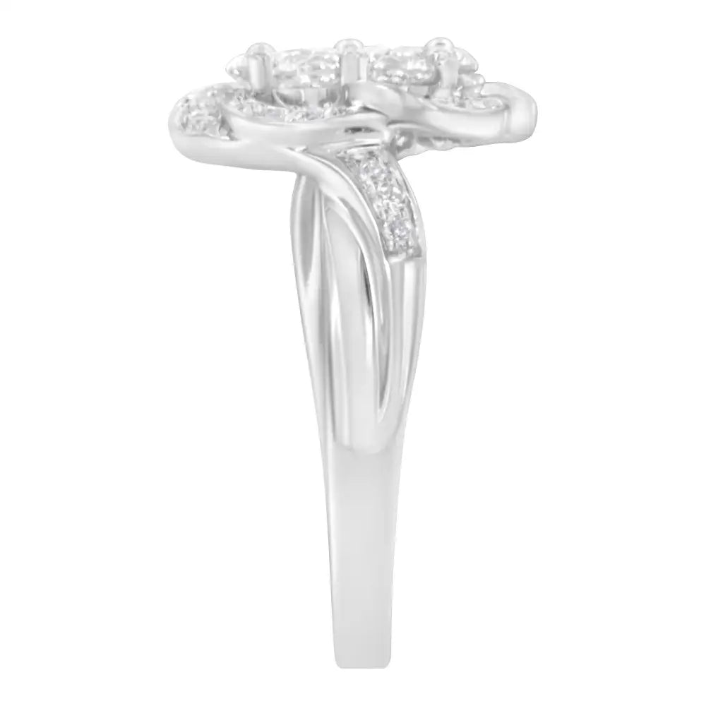 Exquisite White Gold Floral Cluster Diamond Ring with Timeless Elegance