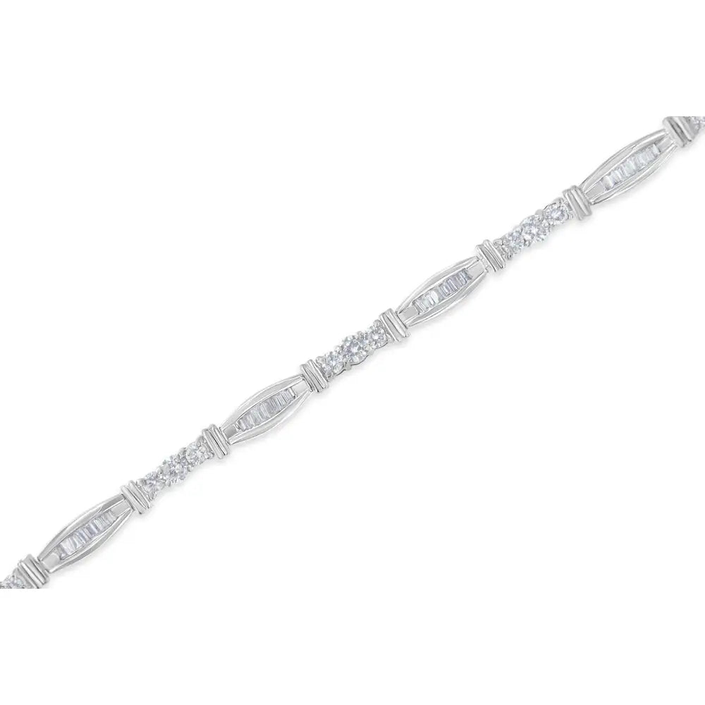 Exquisite White Gold Geometric Pattern Diamond Tennis Bracelet