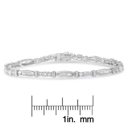 Exquisite White Gold Geometric Pattern Diamond Tennis Bracelet