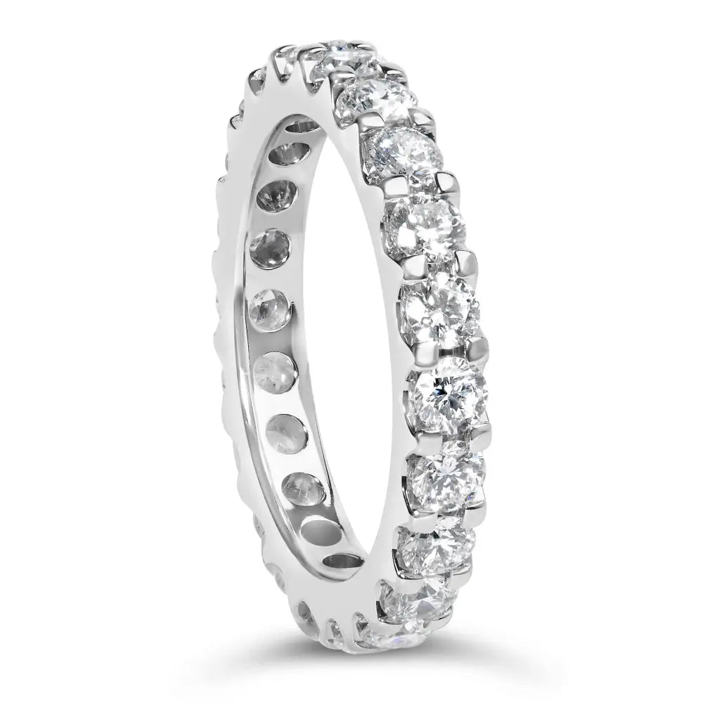 Exquisite White Gold Shared Prong Eternity Band with Diamond Brilliance