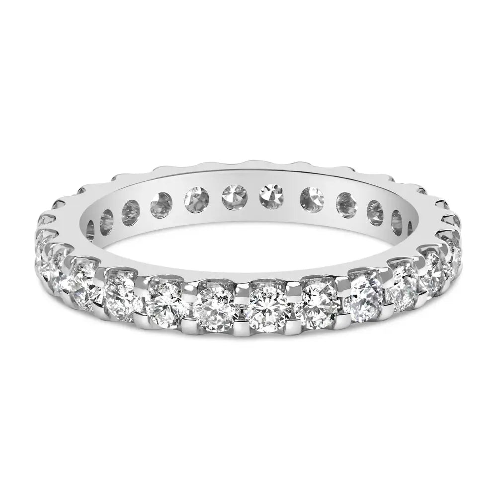 Exquisite White Gold Shared Prong Eternity Band with Diamond Brilliance