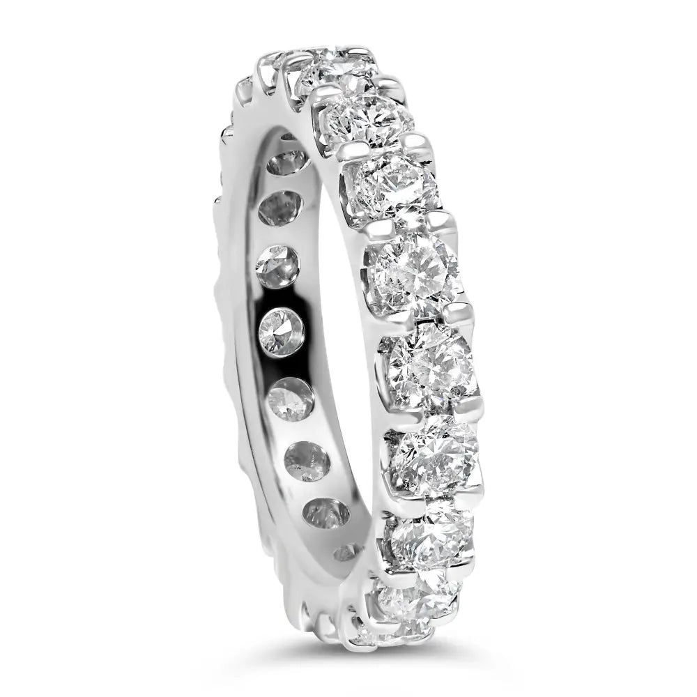 Exquisite White Gold Shared Prong Eternity Band with Diamond Brilliance