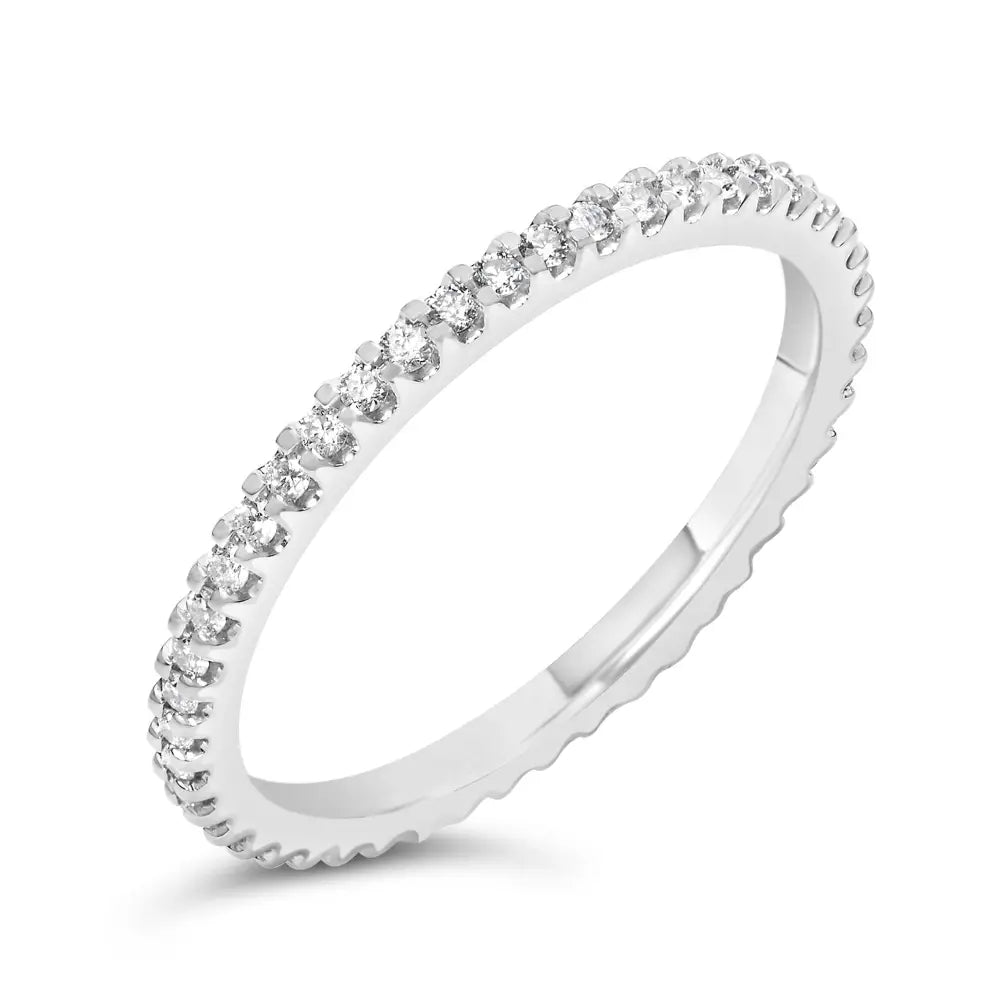 Exquisite White Gold Shared Prong Eternity Band with Diamond Brilliance