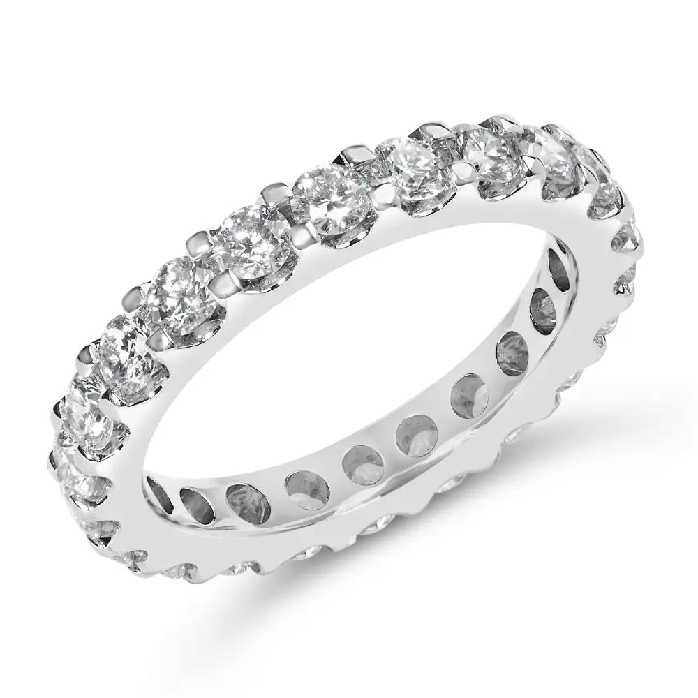 Exquisite White Gold Shared Prong Eternity Band with Diamond Brilliance