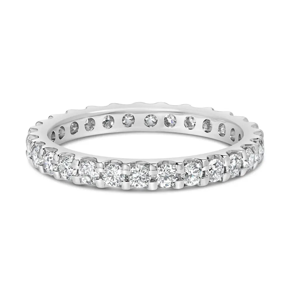 Exquisite White Gold Shared Prong Eternity Band with Diamond Brilliance