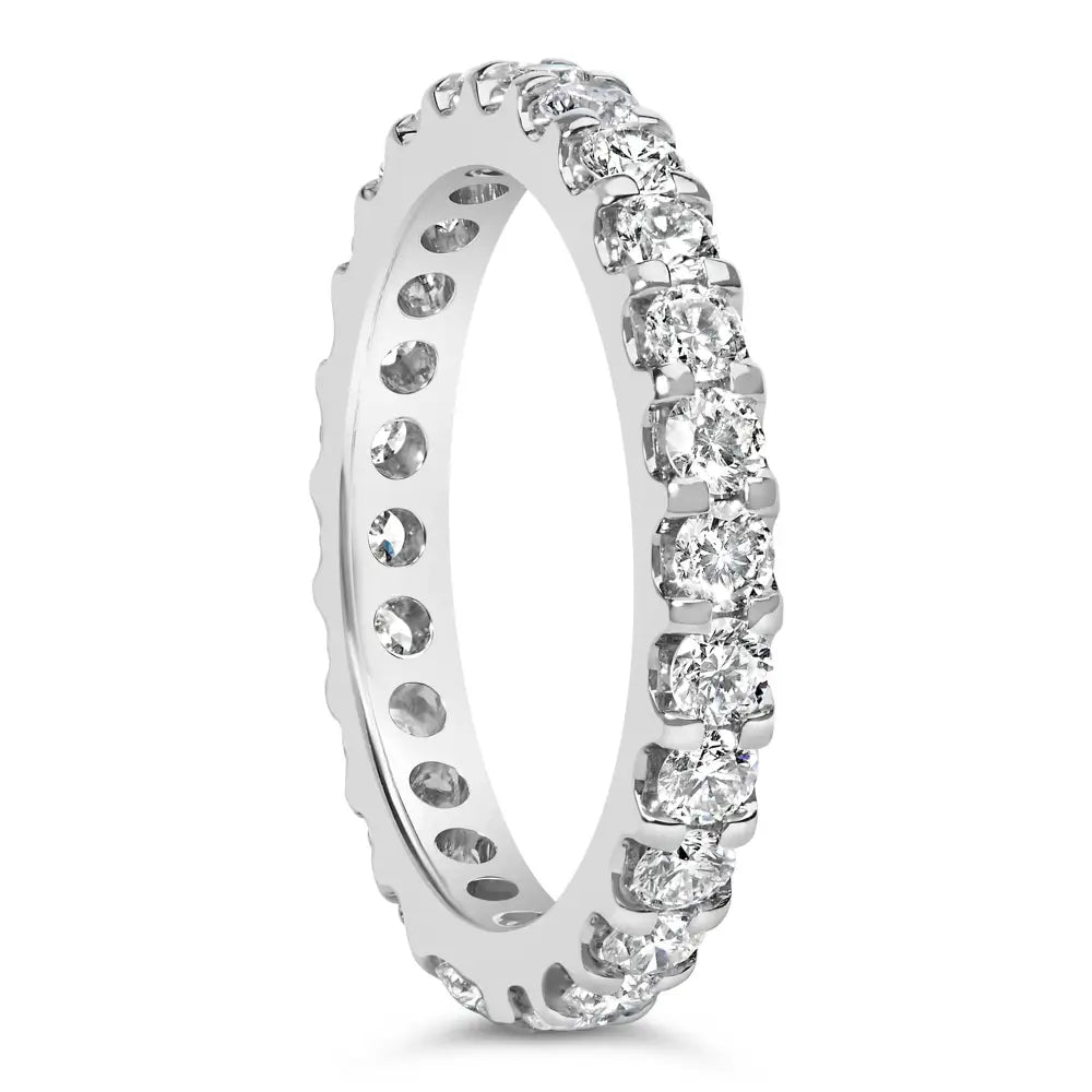 Exquisite White Gold Shared Prong Eternity Band with Diamond Brilliance