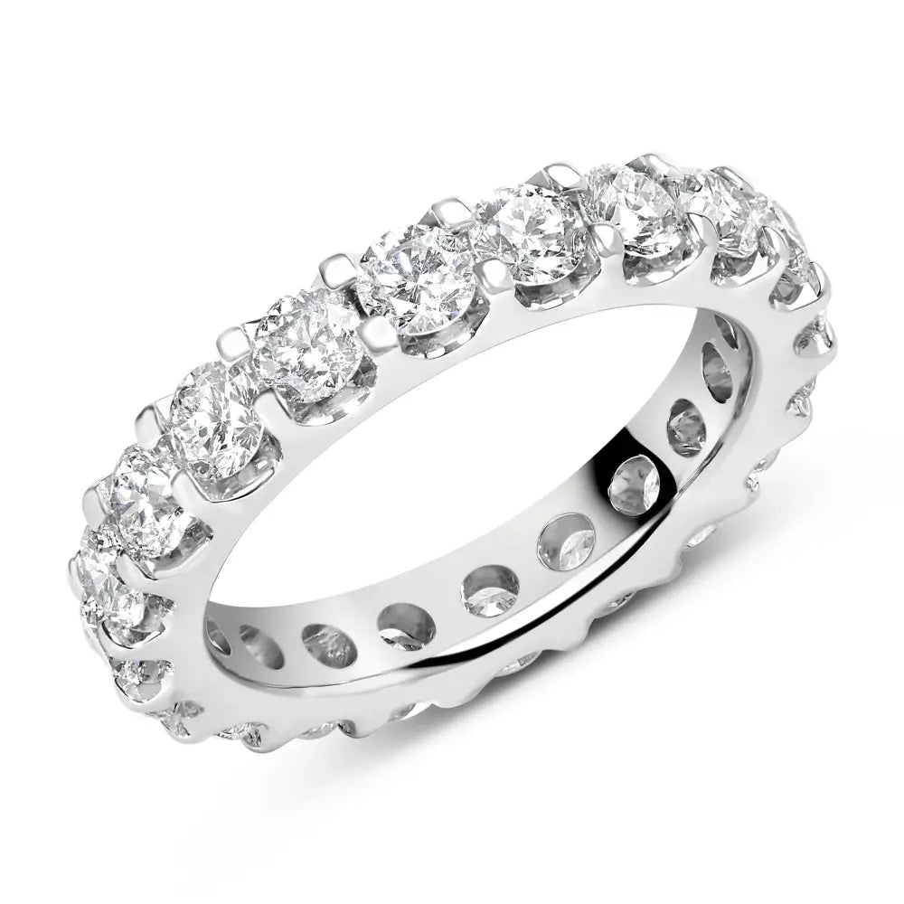 Exquisite White Gold Shared Prong Eternity Band with Diamond Brilliance