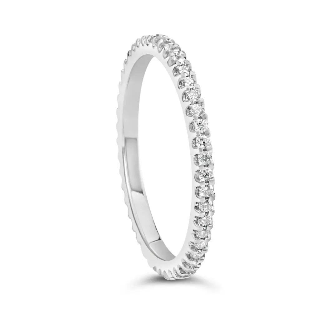 Exquisite White Gold Shared Prong Eternity Band with Diamond Brilliance