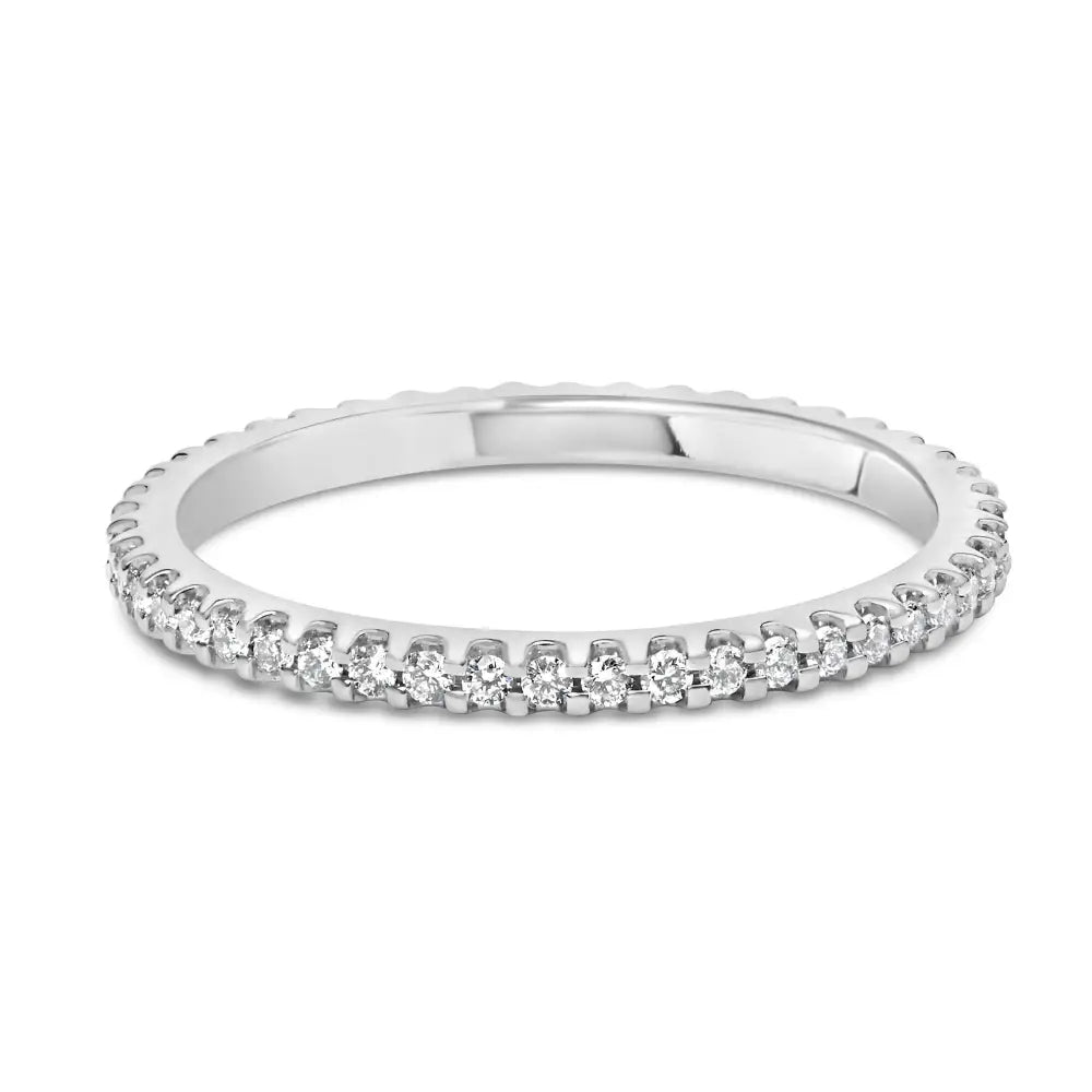 Exquisite White Gold Shared Prong Eternity Band with Diamond Brilliance