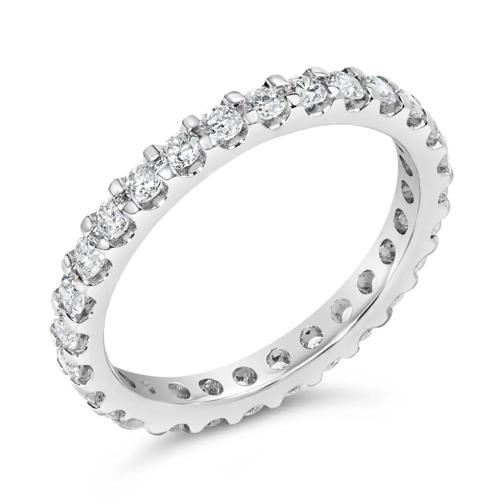 Exquisite White Gold Shared Prong Eternity Band with Diamond Brilliance