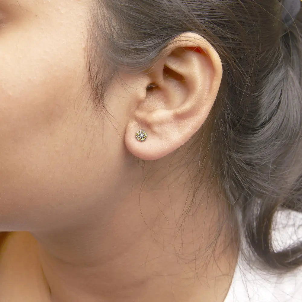 Exquisite Yellow Diamond Floral Cluster Stud Earrings in Sterling Silver