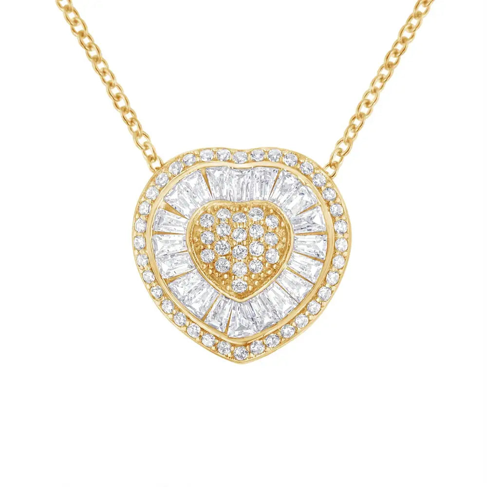 Exquisite Yellow Gold Diamond Heart Pendant Necklace for Timeless Elegance