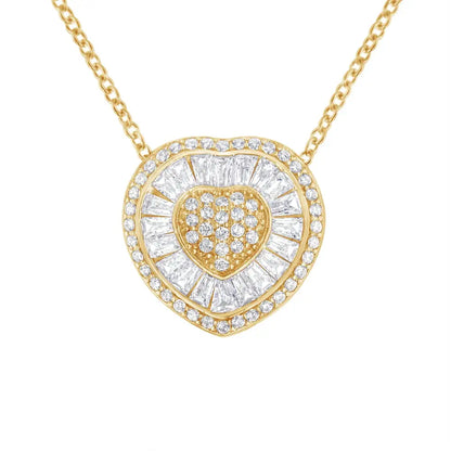 Exquisite Yellow Gold Diamond Heart Pendant Necklace for Timeless Elegance