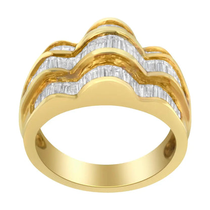 Exquisite Yellow Gold Diamond Multi-row Band Ring for Timeless Elegance - 7