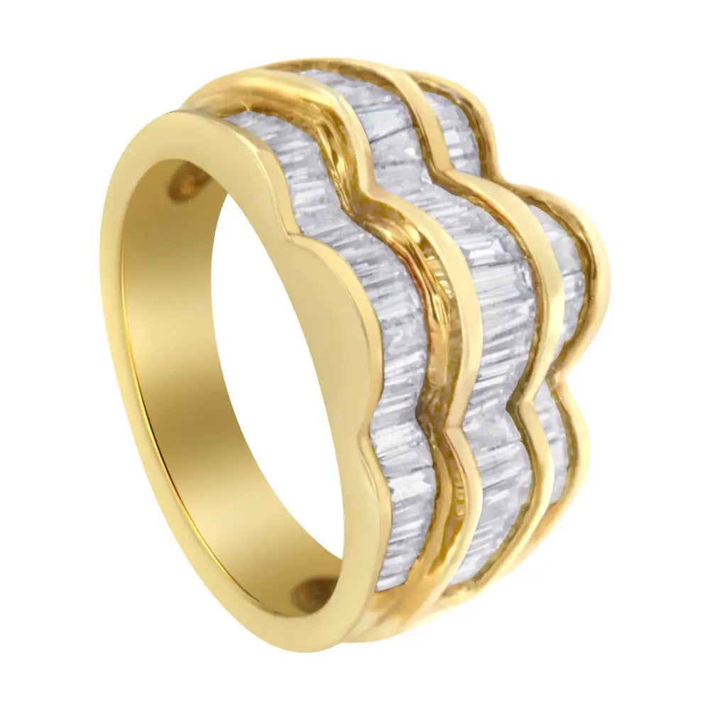 Exquisite Yellow Gold Diamond Multi-row Band Ring for Timeless Elegance - 7