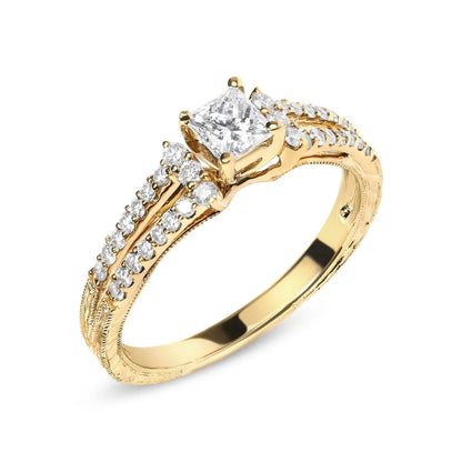 14k Yellow Gold Princess Diamond Split Shank Engagement Ring (g-h Vs2-si1)