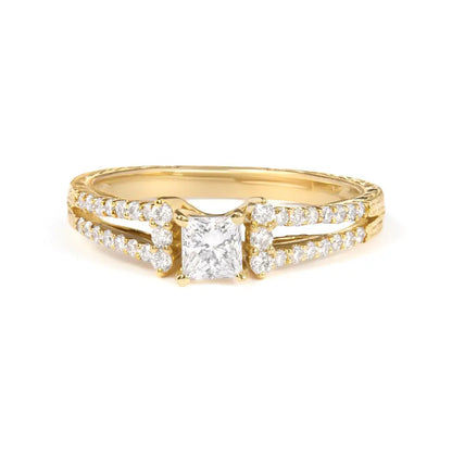 14k Yellow Gold Princess Diamond Split Shank Engagement Ring (g-h Vs2-si1)