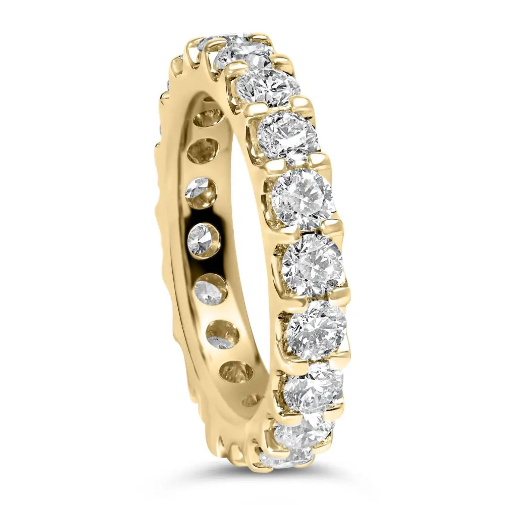 Exquisite Yellow Gold Shared Prong Eternity Band with Round Diamonds