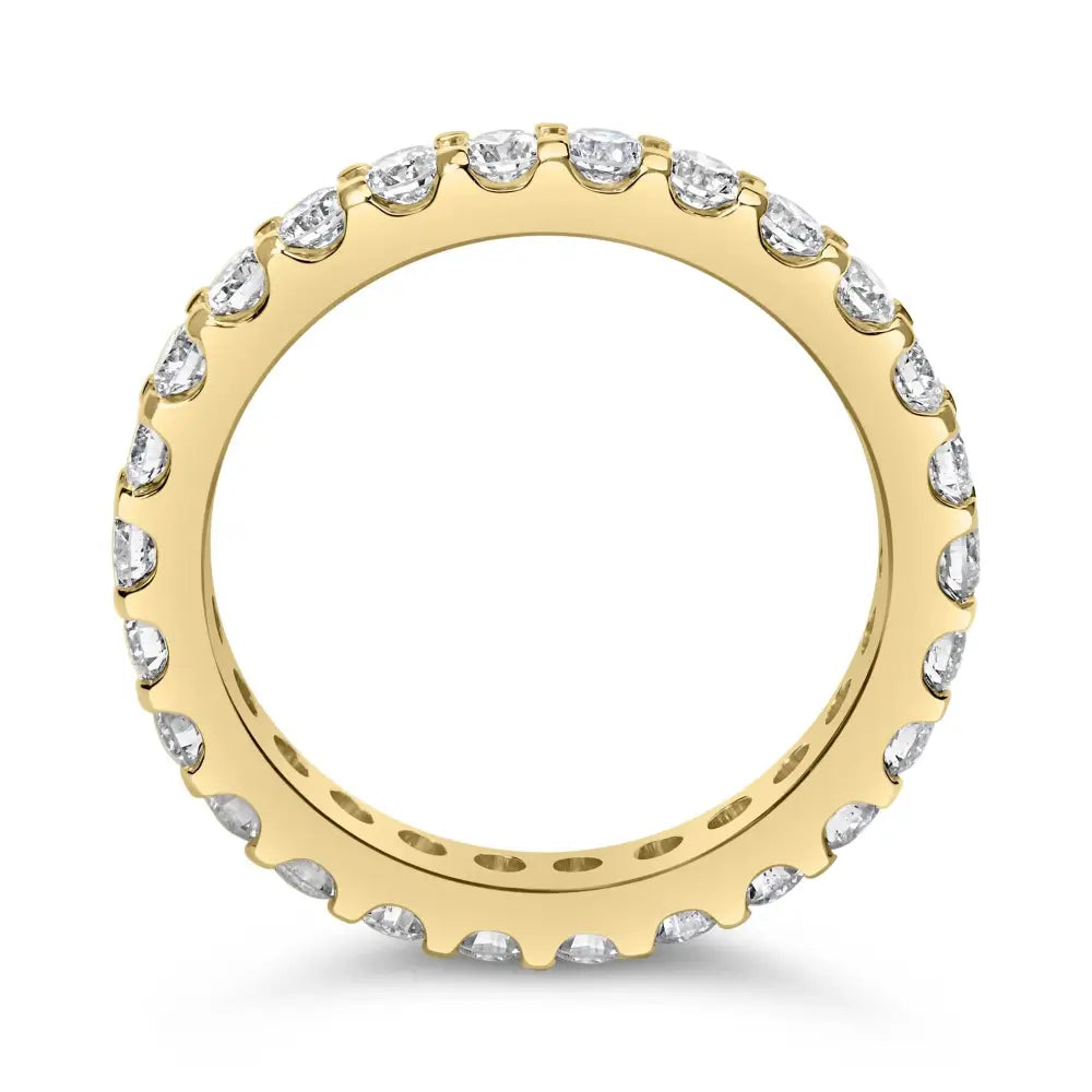 Exquisite Yellow Gold Shared Prong Eternity Band with Round Diamonds