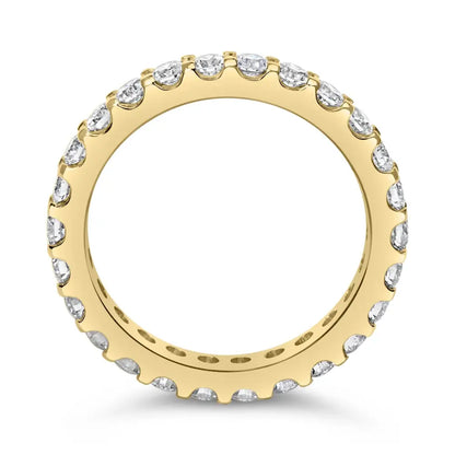 Exquisite Yellow Gold Shared Prong Eternity Band with Round Diamonds