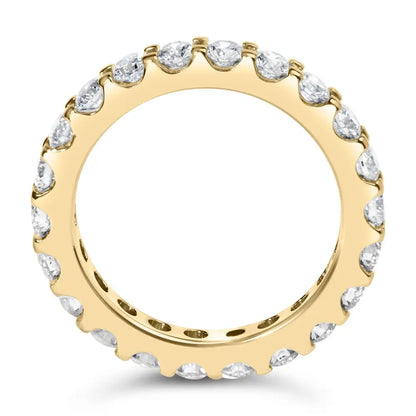 Exquisite Yellow Gold Shared Prong Eternity Band with Round Diamonds