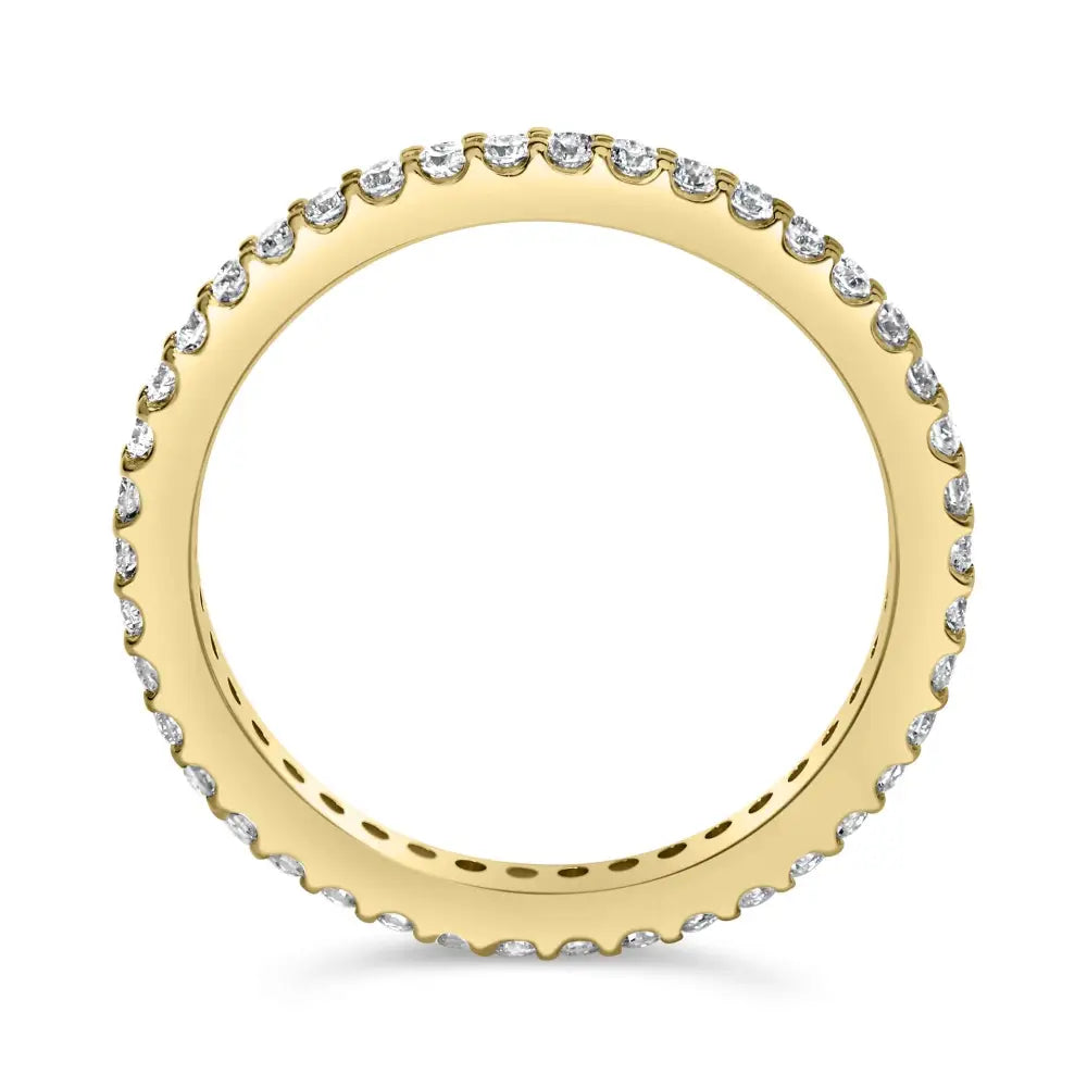 Exquisite Yellow Gold Shared Prong Eternity Band with Round Diamonds