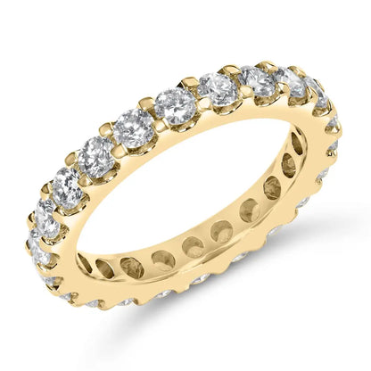 Exquisite Yellow Gold Shared Prong Eternity Band with Round Diamonds