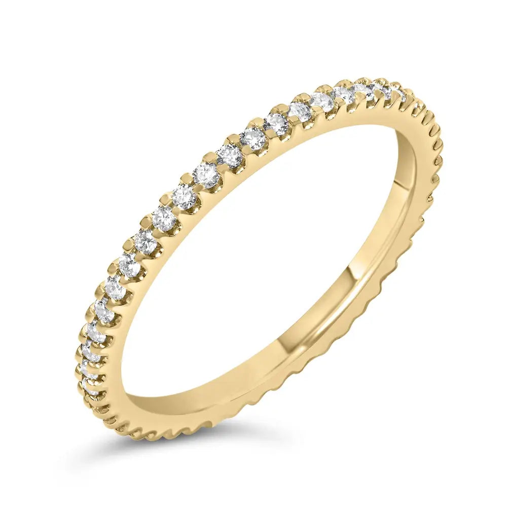 Exquisite Yellow Gold Shared Prong Eternity Band with Round Diamonds