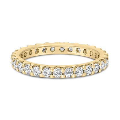 Exquisite Yellow Gold Shared Prong Eternity Band with Round Diamonds