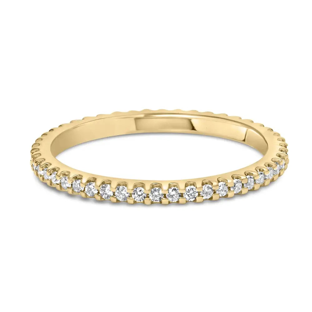 Exquisite Yellow Gold Shared Prong Eternity Band with Round Diamonds