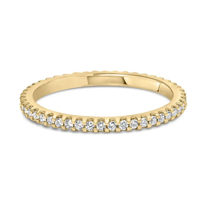 Exquisite Yellow Gold Shared Prong Eternity Band with Round Diamonds