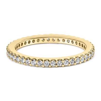 Exquisite Yellow Gold Shared Prong Eternity Band with Round Diamonds