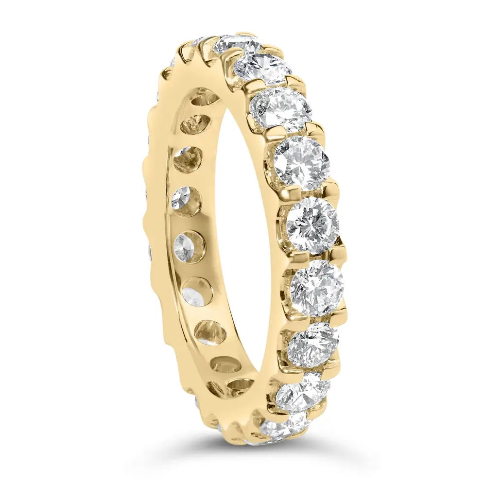 Exquisite Yellow Gold Shared Prong Eternity Band with Round Diamonds