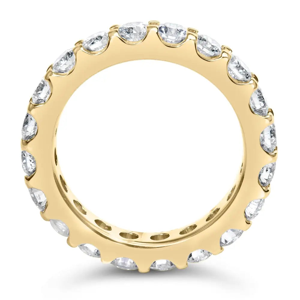 Exquisite Yellow Gold Shared Prong Eternity Band with Round Diamonds