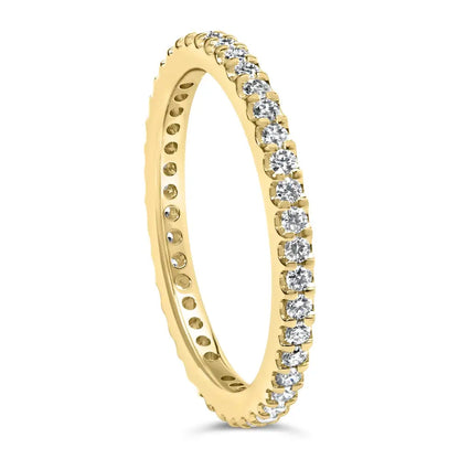 Exquisite Yellow Gold Shared Prong Eternity Band with Round Diamonds