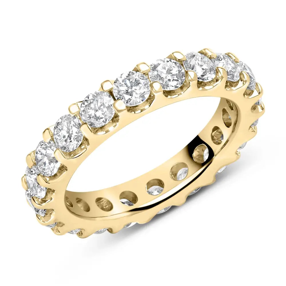 Exquisite Yellow Gold Shared Prong Eternity Band with Round Diamonds