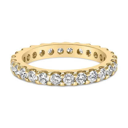 Exquisite Yellow Gold Shared Prong Eternity Band with Round Diamonds