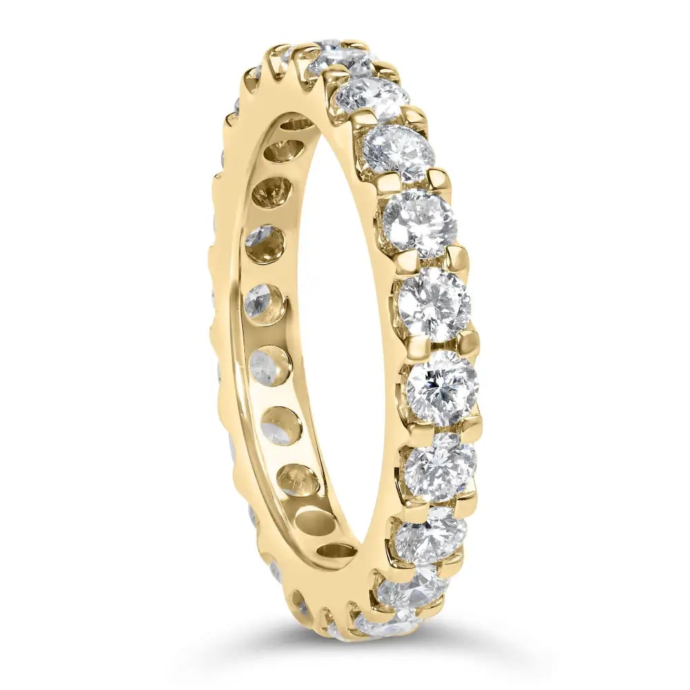 Exquisite Yellow Gold Shared Prong Eternity Band with Round Diamonds