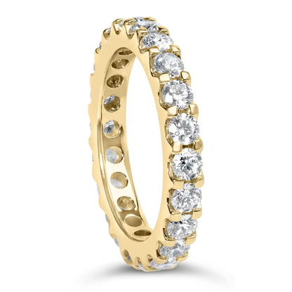 Exquisite Yellow Gold Shared Prong Eternity Band with Round Diamonds