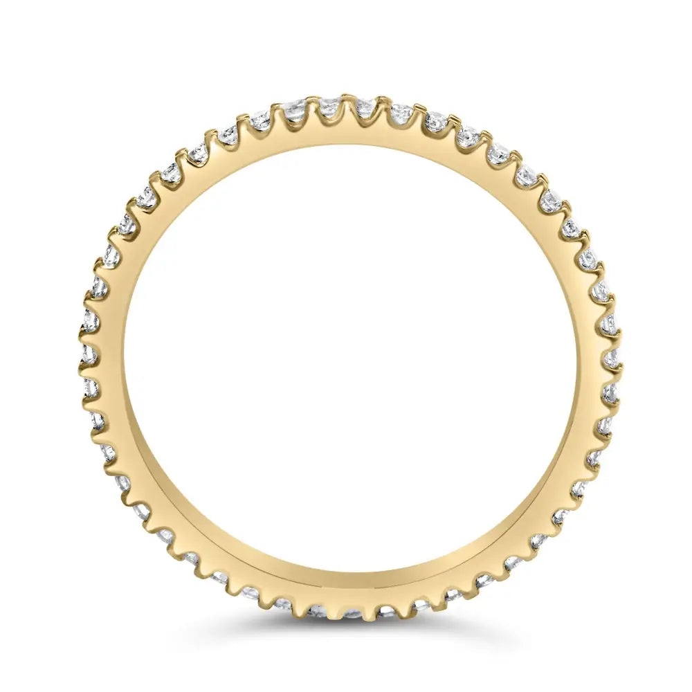 Exquisite Yellow Gold Shared Prong Eternity Band with Round Diamonds