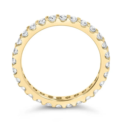 Exquisite Yellow Gold Shared Prong Eternity Band with Round Diamonds