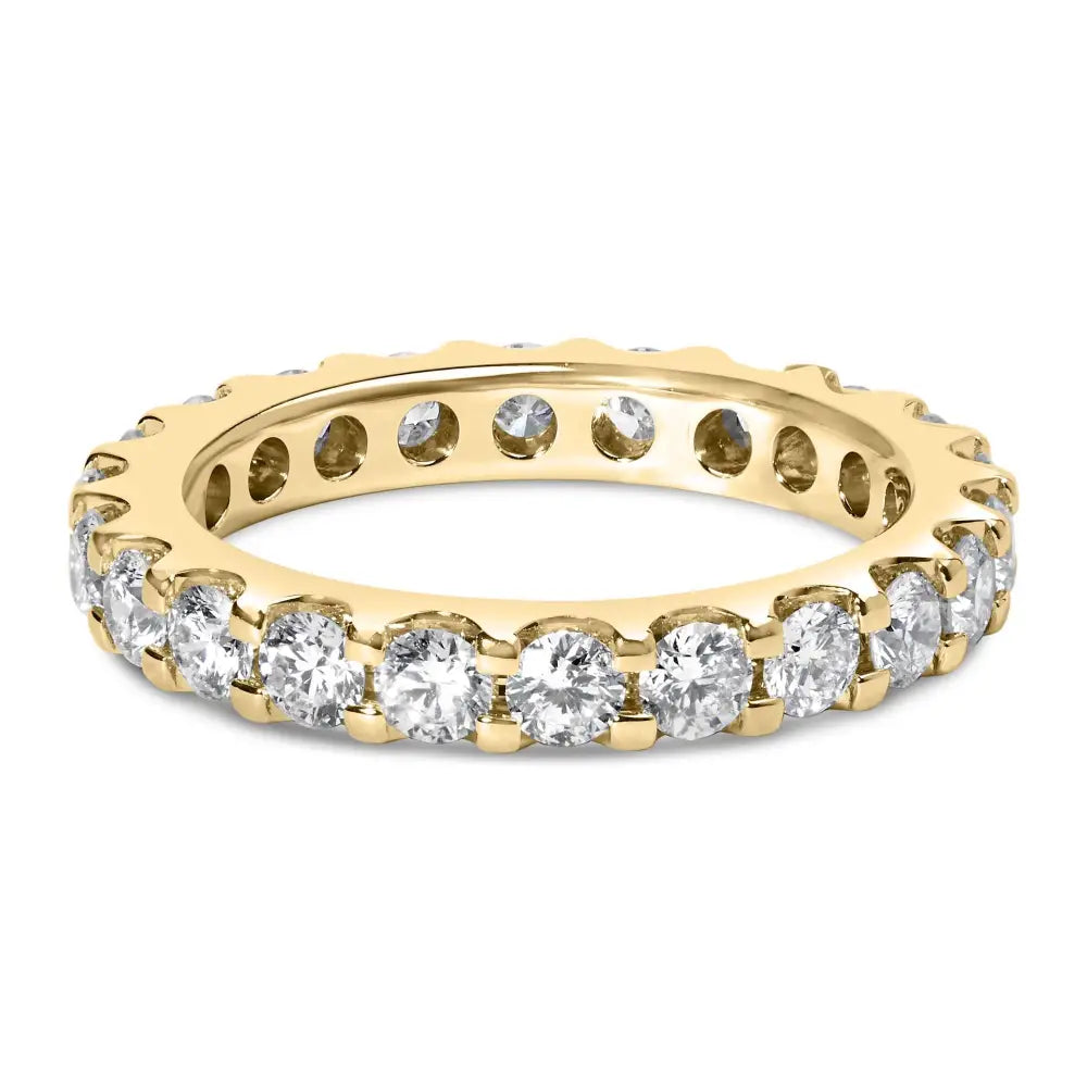 Exquisite Yellow Gold Shared Prong Eternity Band with Round Diamonds