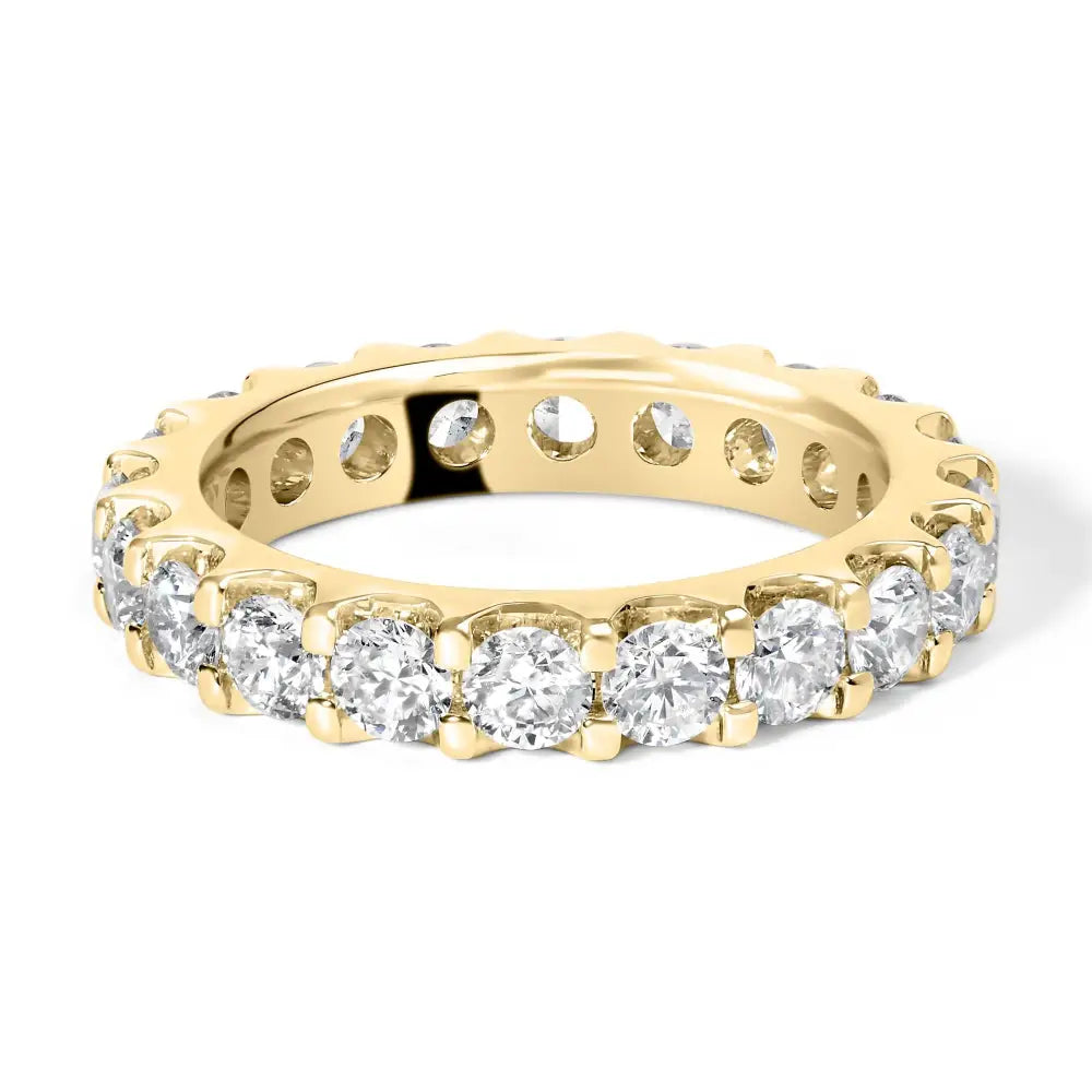 Exquisite Yellow Gold Shared Prong Eternity Band with Round Diamonds