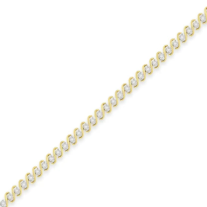 Exquisite Yellow Plated Sterling Silver Round-cut Diamond Bracelet