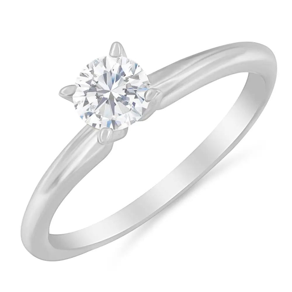 Gia Certified 14k Gold 1/2 Cttw Diamond Solitaire Engagement Ring (h Color Si1 Clarity) - Fine Jewelry us Direct