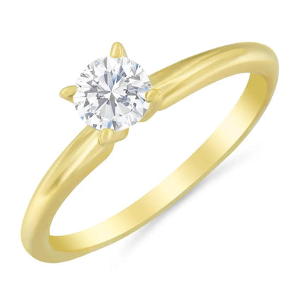 Gia Certified 14k Gold Half Carat Diamond Solitaire Engagement Ring